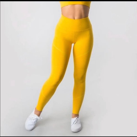 Alphalete Pants - Alphalete Revival R6 Leggings - yellow / large